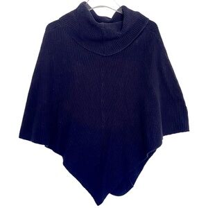 Jeanne Pierre Blue Knitted Poncho Cowl Neck Sweater Size Large